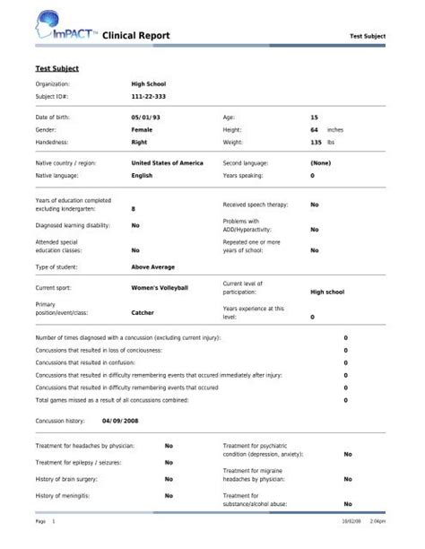 impact clinical report pdf